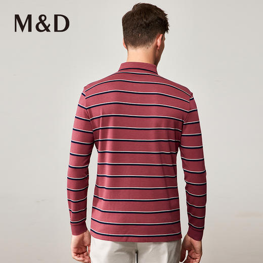 MD名盾春夏新款长袖t恤男士棉质翻领中青年条纹高端polo衫 商品图3