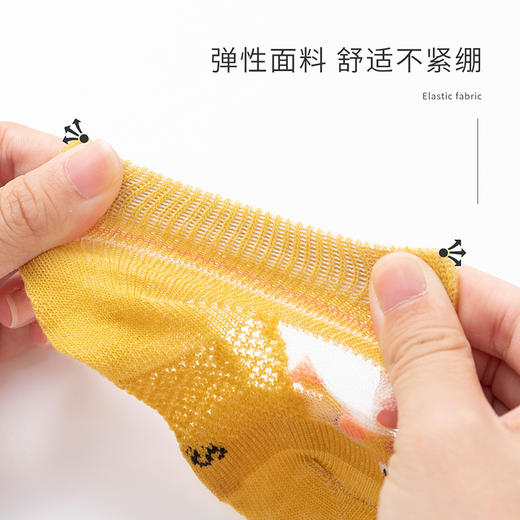 贝贝怡男女宝宝夏季透气冰丝网眼袜子婴幼儿地板短袜5双装 商品图2