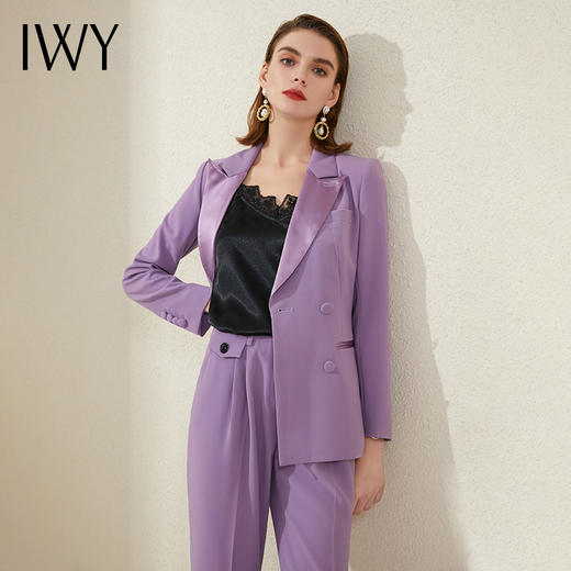 IWY/复古紫色正装套装女高端售楼部置业顾问职业装新款商务气质工作服	213202C1+P3 商品图0