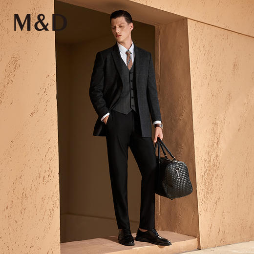 M＆D/名盾冬季男士商务休闲羊毛大衣纯色西装领保暖呢子外套男 商品图1