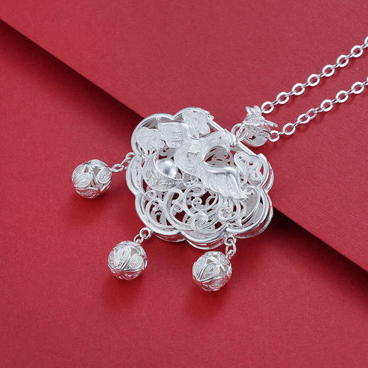 子佩集S990银【火凤元宝锁】吊坠【YXYLDZ044】（不含链）花丝锁2110 商品图4