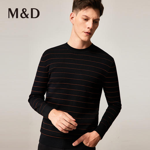 MD名盾男装羊毛针织衫商务休闲长袖条纹保暖毛衣男 商品图2