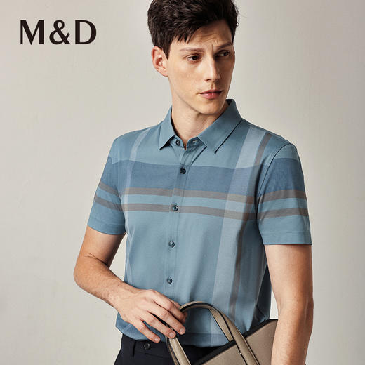 M＆D/名盾短袖衬衫男早秋商务休闲高弹百搭短袖衬衣职业上装 商品图2