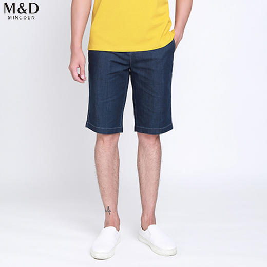 MD名盾夏季薄款宽松牛仔短裤微弹男士休闲时尚直筒牛仔五分裤 商品图0