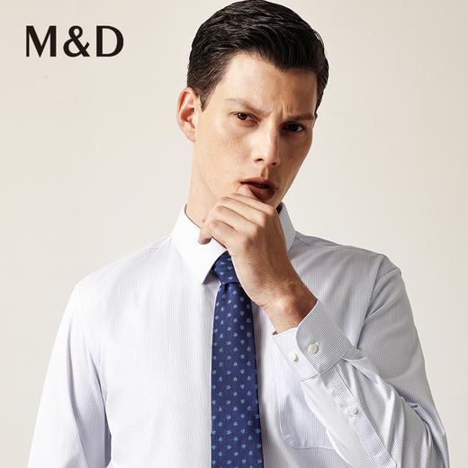 M＆D/名盾DP免烫男士衬衫早秋长袖修身商务休闲职业正装衬衣 商品图1