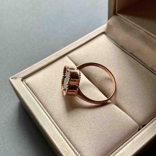 高冰种厚庄墨翠四叶草戒指18k玫瑰金镶嵌 商品图6