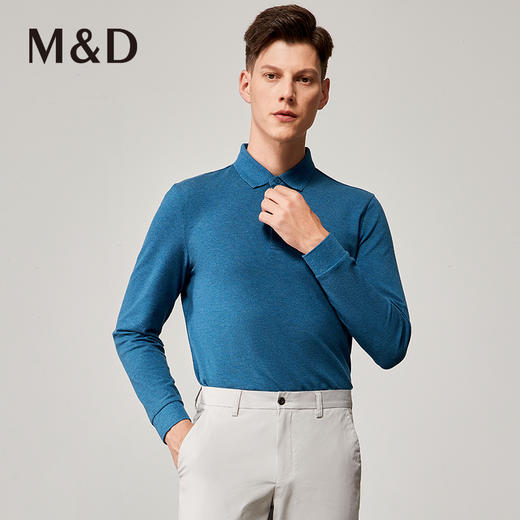 MD名盾春夏新款长袖t恤男士棉质翻领中青年纯色高端polo衫 商品图1