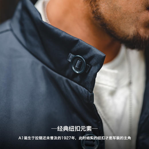 马登工装日系复古立领加厚A1飞行员夹克棉衣单排扣外套男冬 商品图2