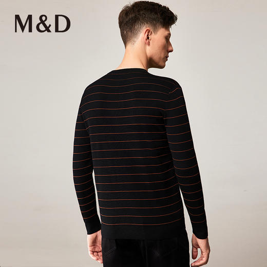 MD名盾男装羊毛针织衫商务休闲长袖条纹保暖毛衣男 商品图3