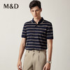 M＆D/名盾POLO衫男秋季新款条纹撞色桑蚕丝真丝男装翻领T恤 商品缩略图0