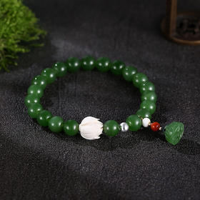 天然碧玉猛犸牙莲花8mm手串手镯高贵典雅轻奢礼物汉服搭配国风醍醐原创