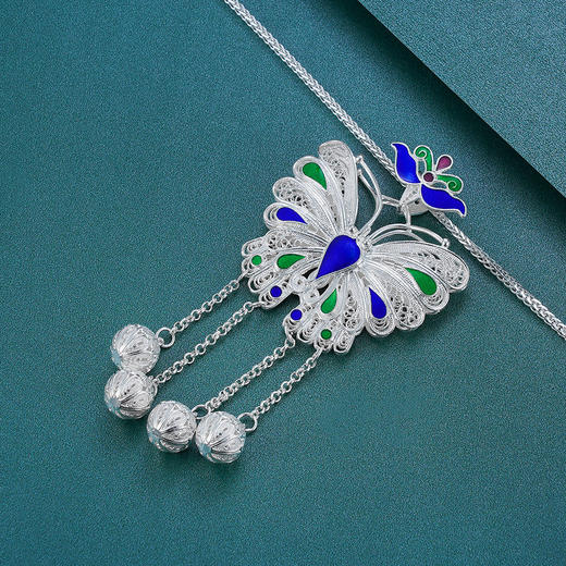 子佩集S990银【蝴蝶缀】吊坠【KLCSHD】（不含链）花丝珐琅彩2110 商品图2
