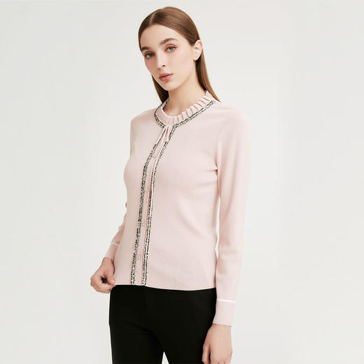 蓝地针织小香风套头衫BLVQZ481000 商品图1