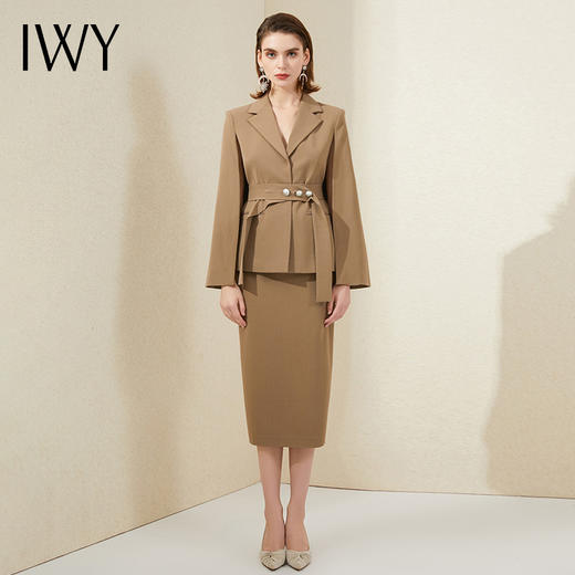 IWY/高端西装套裙女正装卡其色干练职业装气质神范秋美容院通勤工作服	213203C3+S1 商品图2