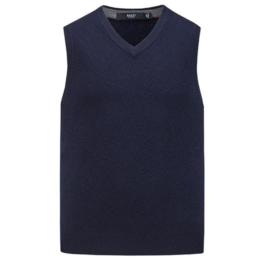 MD名盾纯羊毛衫背心男士v领纯色马甲秋冬新款无袖套头毛衣坎肩 商品图4