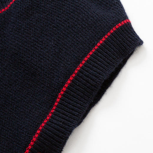 【童装无袖针织马甲】羊绒世家秋冬新品童装100%羊绒背心时尚撞色百搭马甲 商品图8