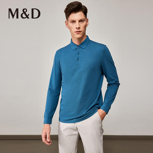 MD名盾春夏新款长袖t恤男士棉质翻领中青年纯色高端polo衫 商品图0