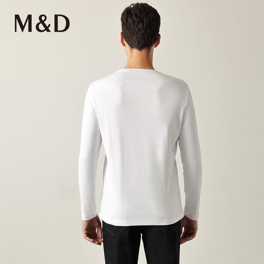 MD名盾长袖T恤衫纯棉男士春季新款纯色立体烫金针织圆领 商品图3