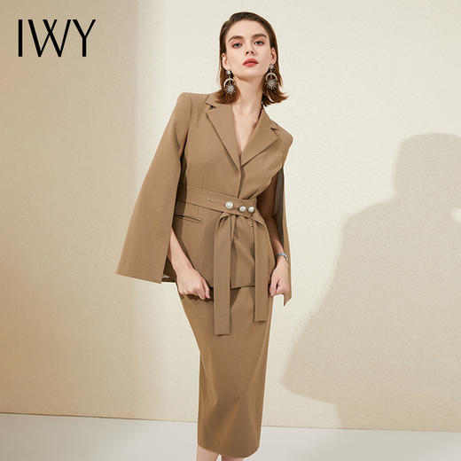 IWY/高端西装套裙女正装卡其色干练职业装气质神范秋美容院通勤工作服	213203C3+S1 商品图1