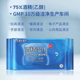 【开学必备】国光75%酒精湿巾纸消毒擦手学生便携随身装10片*10包箱规【GPQ】