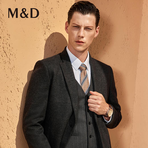 M＆D/名盾冬季男士商务休闲羊毛大衣纯色西装领保暖呢子外套男 商品图2