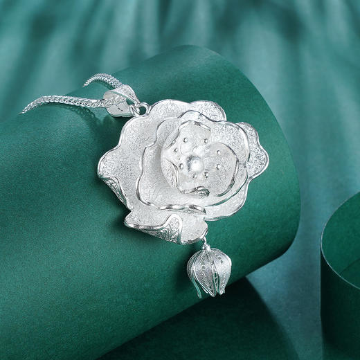 子佩集S990银【荷裙舞】花丝吊坠【QBLHDH-1】（不含链）花丝2110 商品图4