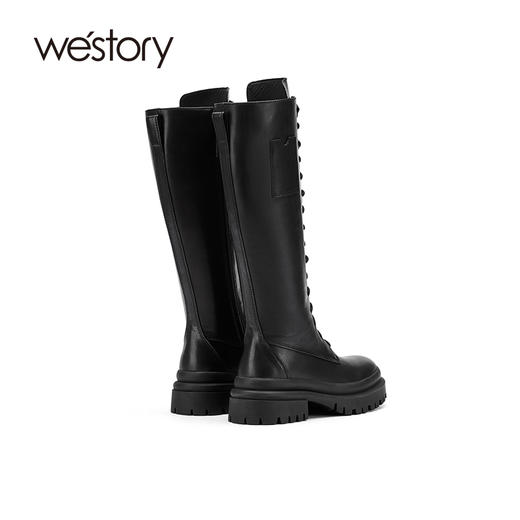 westory2021年秋季骑士靴女新款高筒平底炸街复古靴子W21DQ81031 商品图3