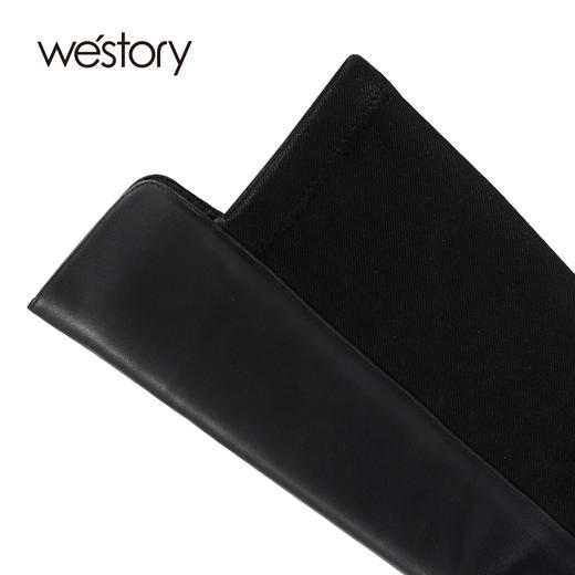westory2021秋季新款长靴拼接朋克风黑色时装靴W21DQ81151 商品图1