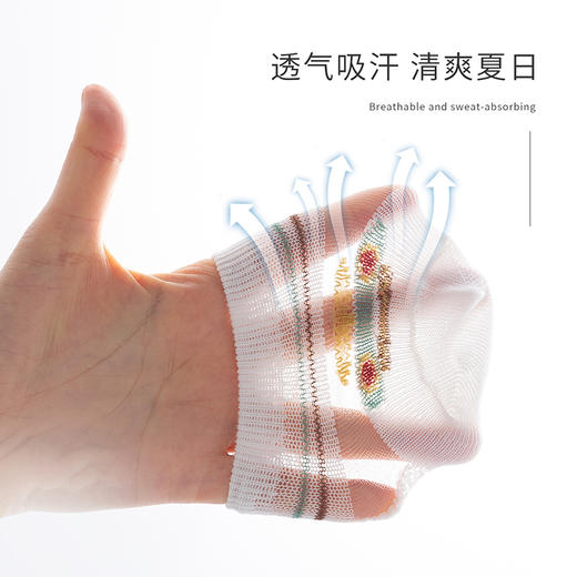 贝贝怡男女宝宝夏季透气冰丝网眼袜子婴幼儿地板短袜5双装 商品图3