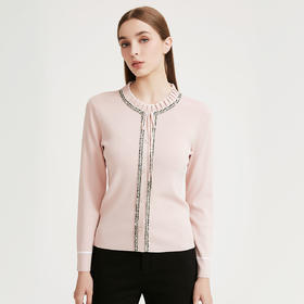 蓝地针织小香风套头衫BLVQZ481000