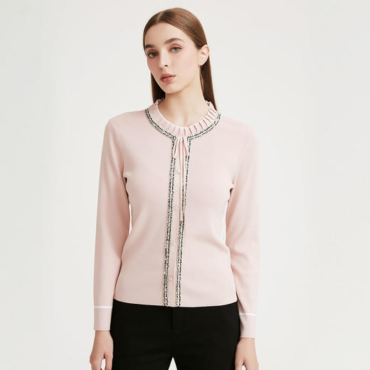 蓝地针织小香风套头衫BLVQZ481000 商品图0