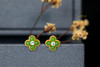 18K玫瑰金和田玉（碧玉）镶钻耳钉--四叶草 /半珠4mm/苹果绿 商品缩略图0