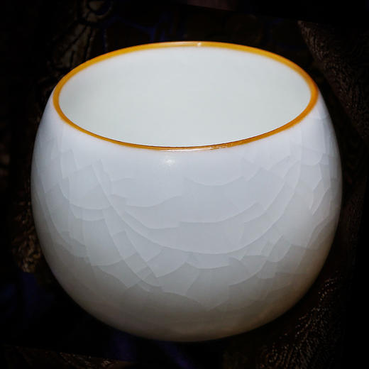 元本道汝窑主人杯开片可养象牙白功夫小茶杯单杯 商品图3