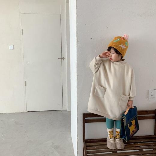 【母婴】韩国童装同款儿童中长款卫衣男女儿童秋冬季新款加绒加厚套头上衣 商品图3