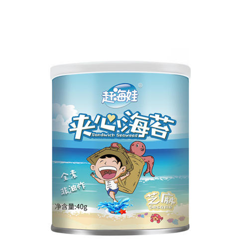 【食品酒水】赶海娃芝麻海苔夹心脆大片儿童罐装宝宝即食零食紫菜袋装海苔卷 商品图2