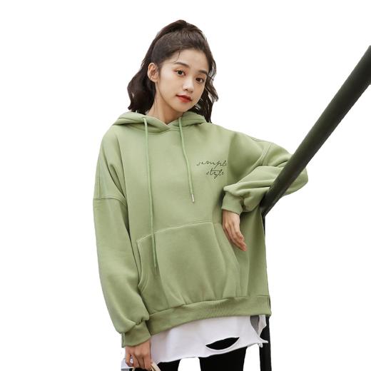 【卫衣女】秋冬新款韩版百搭设计感小众百搭宽松字母印花连帽加绒卫衣女 商品图4