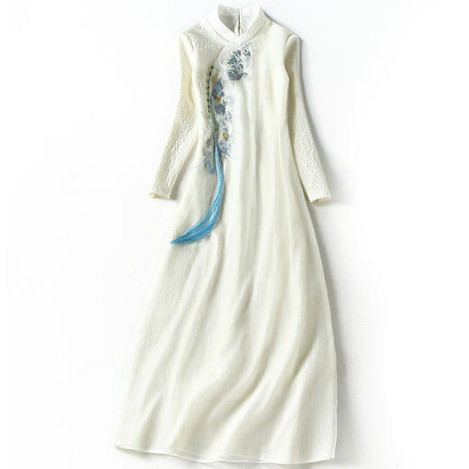 上海旗袍厂KDS-2188秋冬新款连衣裙套头打底长袖刺绣文艺棉显瘦女装 商品图4