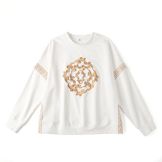 上海旗袍厂AYK-QF-210908复古绣花卫衣女圆领棉宽松时尚国潮秋冬T恤女2021精品休闲上衣女 商品图4