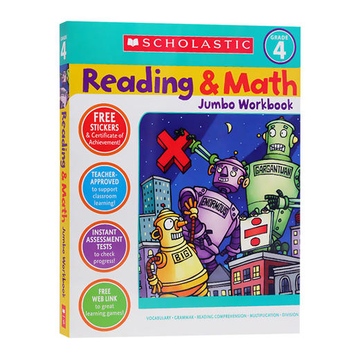 学乐四年级英语阅读与数学练习册 英文原版教材 Scholastic Reading Math Jumbo Workbook Grade 4 英文版进口原版英语书籍 商品图0