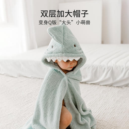 【洗浴用品】嫚熙儿童浴巾新生超软宝宝斗篷婴儿洗澡秋冬浴袍 商品图5