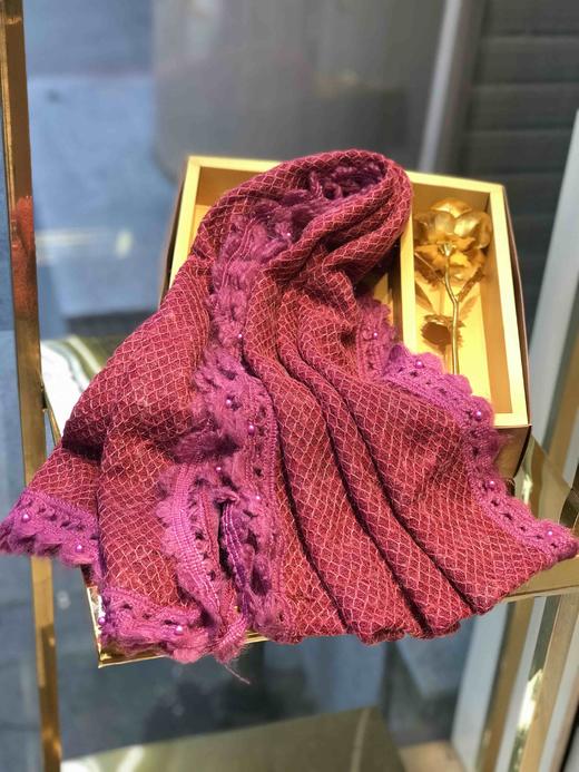 优品堂《东方之珠》拉毛双面围巾披肩两用 商品图9