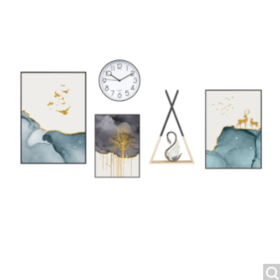 好久不见 客厅装饰画现代简约沙发背景墙壁画创意组合抽象挂画 整体组合宽1.9米（建议2-2.5米墙面）福鹿同行