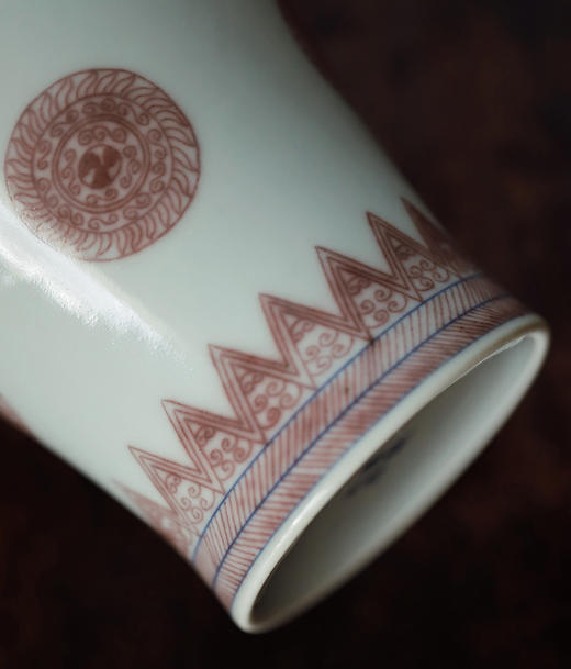 【愚彻山房】【青花釉里红团花纹摇铃尊】口径3.2cm 高23.2cm 商品图6