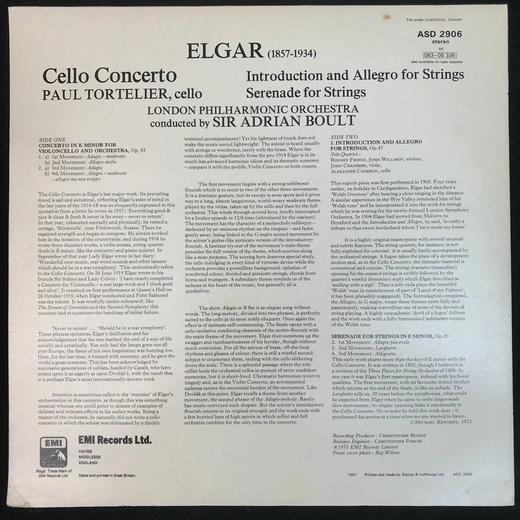 LP黑胶唱片 埃尔加《大提琴协奏曲》 伦敦爱乐乐团 博尔特爵士指挥 大提琴：保罗·托特里埃 商品图1