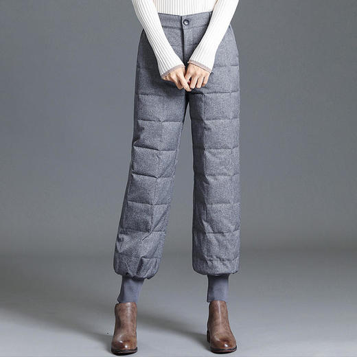 YZX1832外穿高腰白鸭绒保暖加厚宽松长裤裤 商品图3