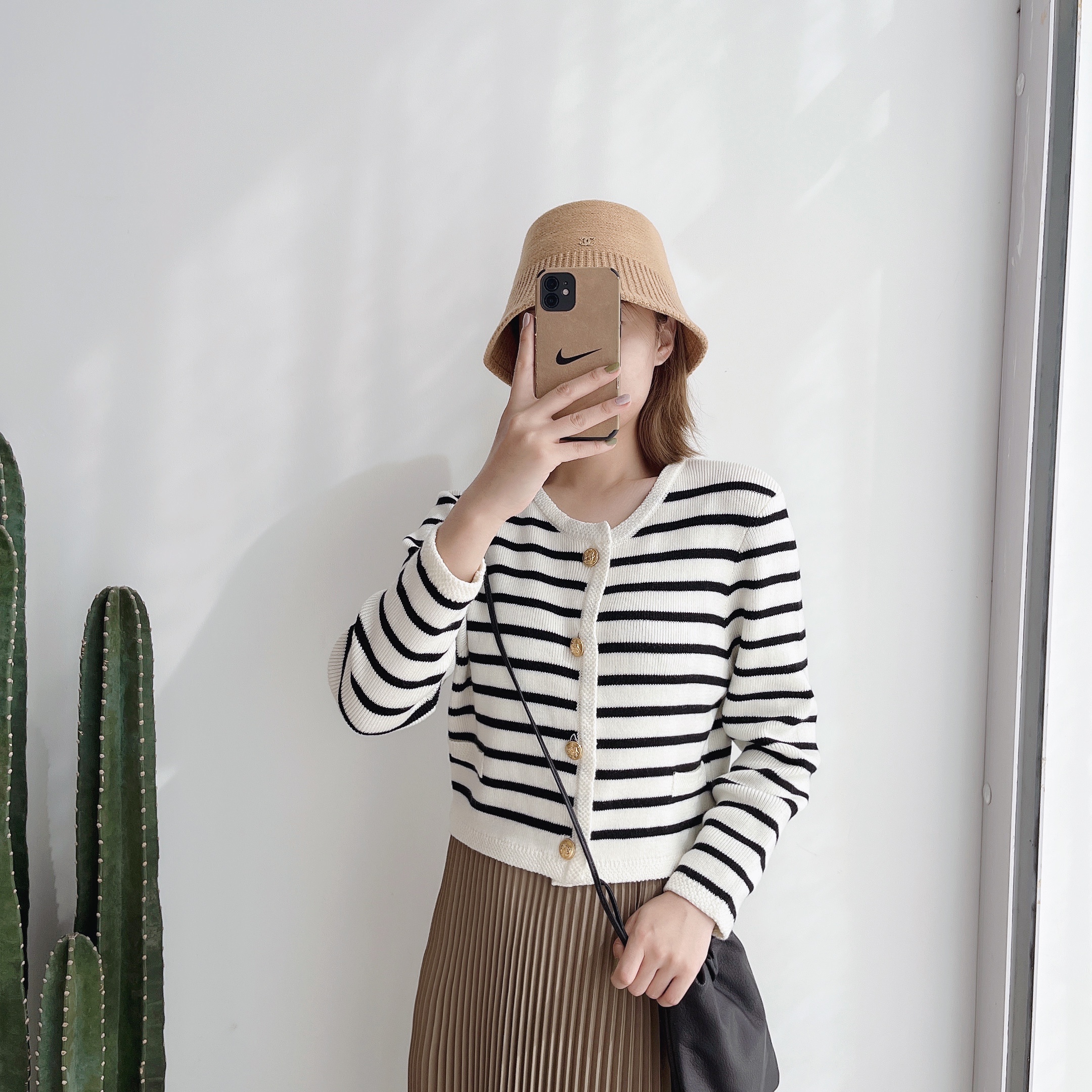 201新款条纹针织开衫