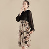 上海旗袍厂AYK-QF-210909拼毛丝绒印花宽松连衣裙无袖复古a字裙2021秋冬国风时尚精品女装 商品缩略图1