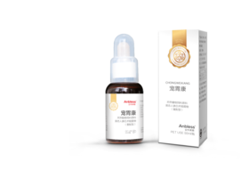 安布莱斯-宠胃康 50ml/瓶  2026年10月18到期。调理肠道。适用于犬猫体温低、精神沉郁、食少、绝食、呕吐、腹胀、腹痛、泄痢等，原料组成：人参、白术、山楂、茯苓、当归