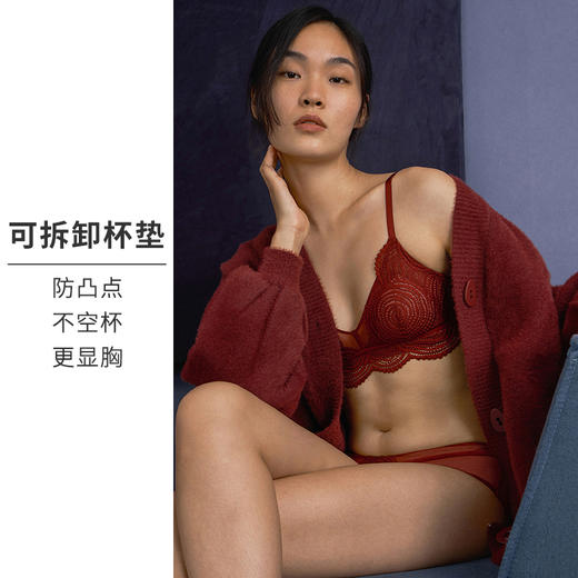 HSIA遐内衣女薄款三角杯星空蕾丝性感胸罩不空杯防凸点无钢圈文胸 商品图2