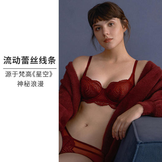 HSIA遐内衣女薄款阳台杯星空蕾丝性感有钢圈上托胸罩大胸显小文胸 商品图4